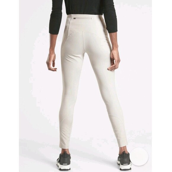 Athleta Peak Hybrid Fleece Size XXS Birch Grey Tight Winter Sport Pockets - Picture 2 of 11